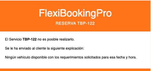 Aviso interno de servicio no posible