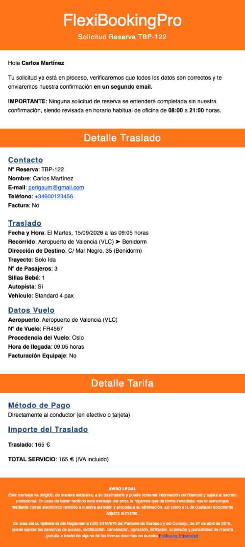 Notificación de solicitud recibida